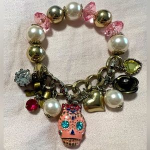 Betsey Johnson Sugar Skull charm bracelet